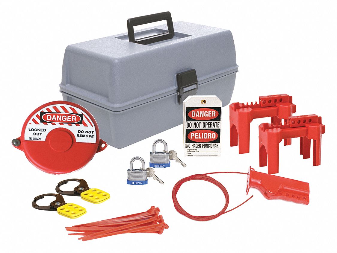 BRADY Lockout Kit Filled, 31 Components, 2 Padlocks Included, Steel, 7