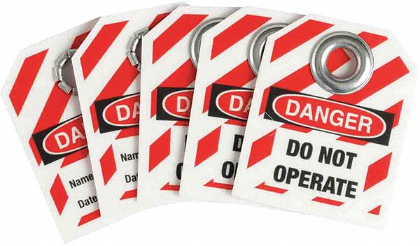 Safety Tag: Danger, Do Not Operate, Plastic, Date/Name, Write-On Surface, English, Danger, Tag
