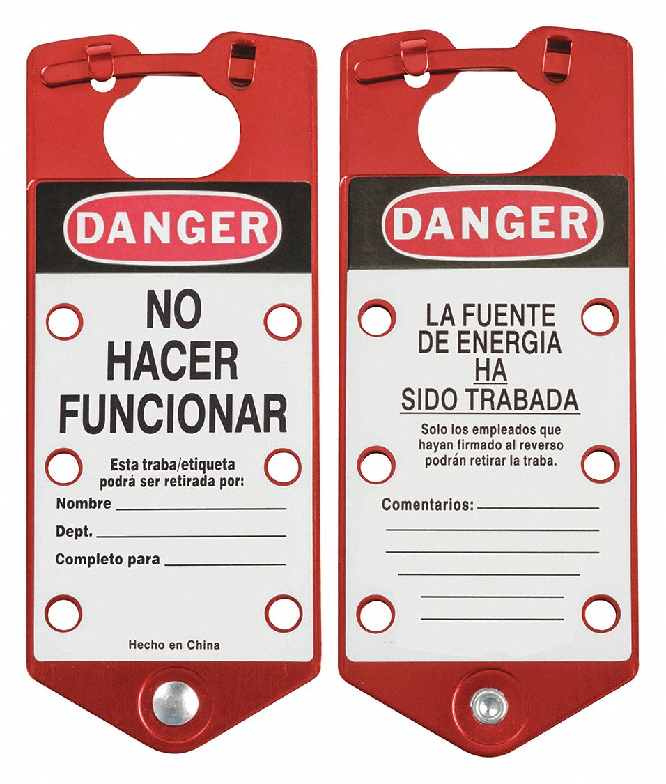 Lockout Hasp, Red, Aluminum, 7-1/2" L, PK5