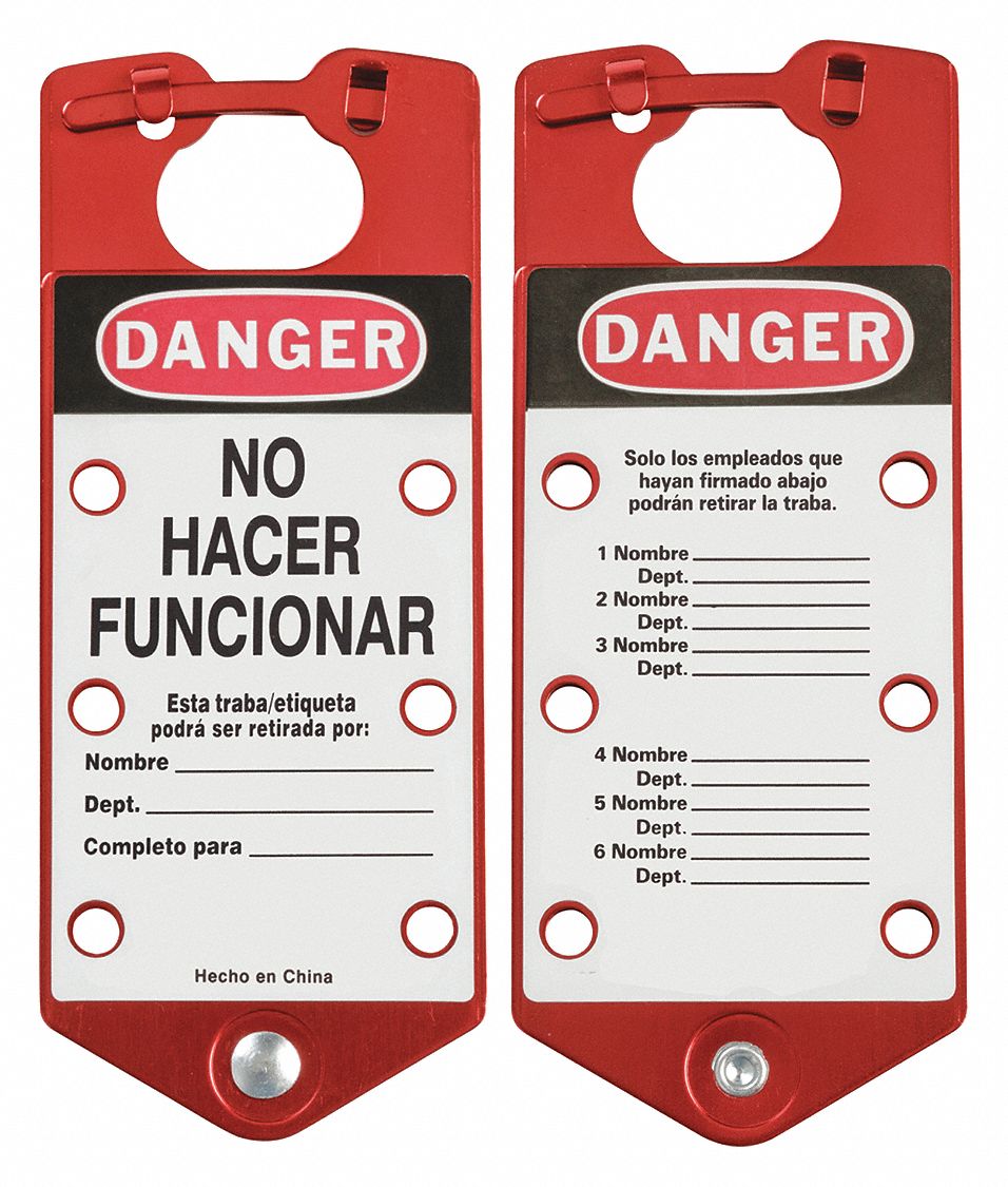 Lockout Hasp, Red, Aluminum, 7-1/2" L, PK5