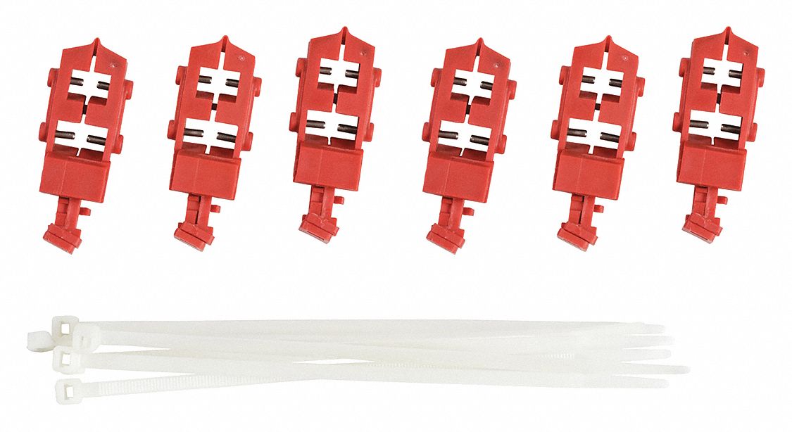 Circuit Breaker Lockout Rail: Snap-On, For 120V AC Volt, Includes Cable Tie Slot, 6 PK