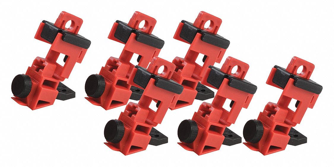 Single Pole Breaker Lockout: Clamp-On, For 120/277V AC Volt, Includes Cable Tie Slot, 148699