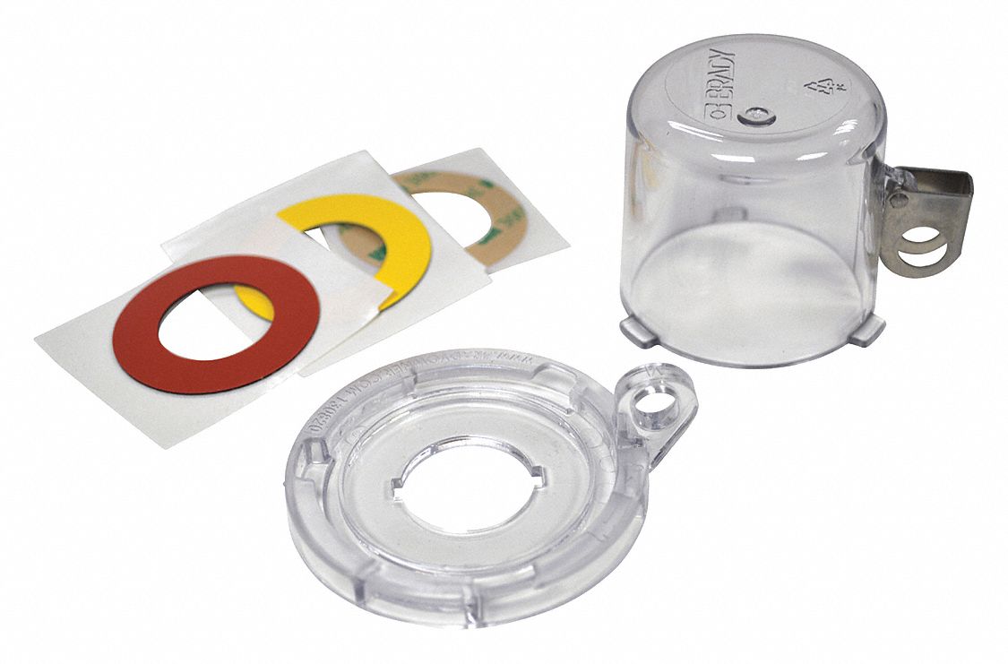 Push Button Lockout: For 0.89 in Max Button Dia, Clear, 1.95 in x 2.5 in x 2.5 in