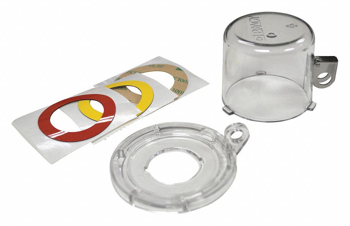 Push Button Lockout: For 1.2 in Max Button Dia, Clear, 2.15 in x 2.9 in x 2.9 in