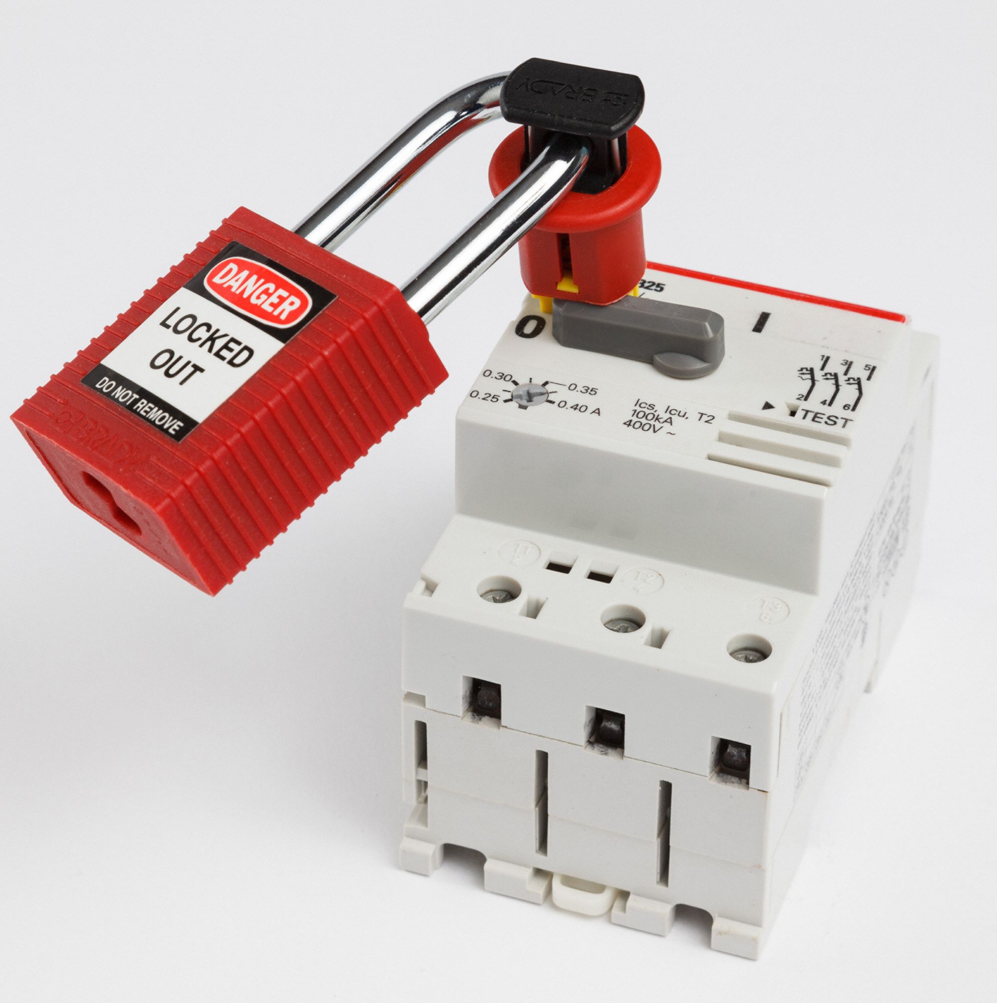 BRADY Miniature Circuit Breaker Lockout 480/600 Circuit Breaker Volt, Max. 1 Padlocks, 9/19 in