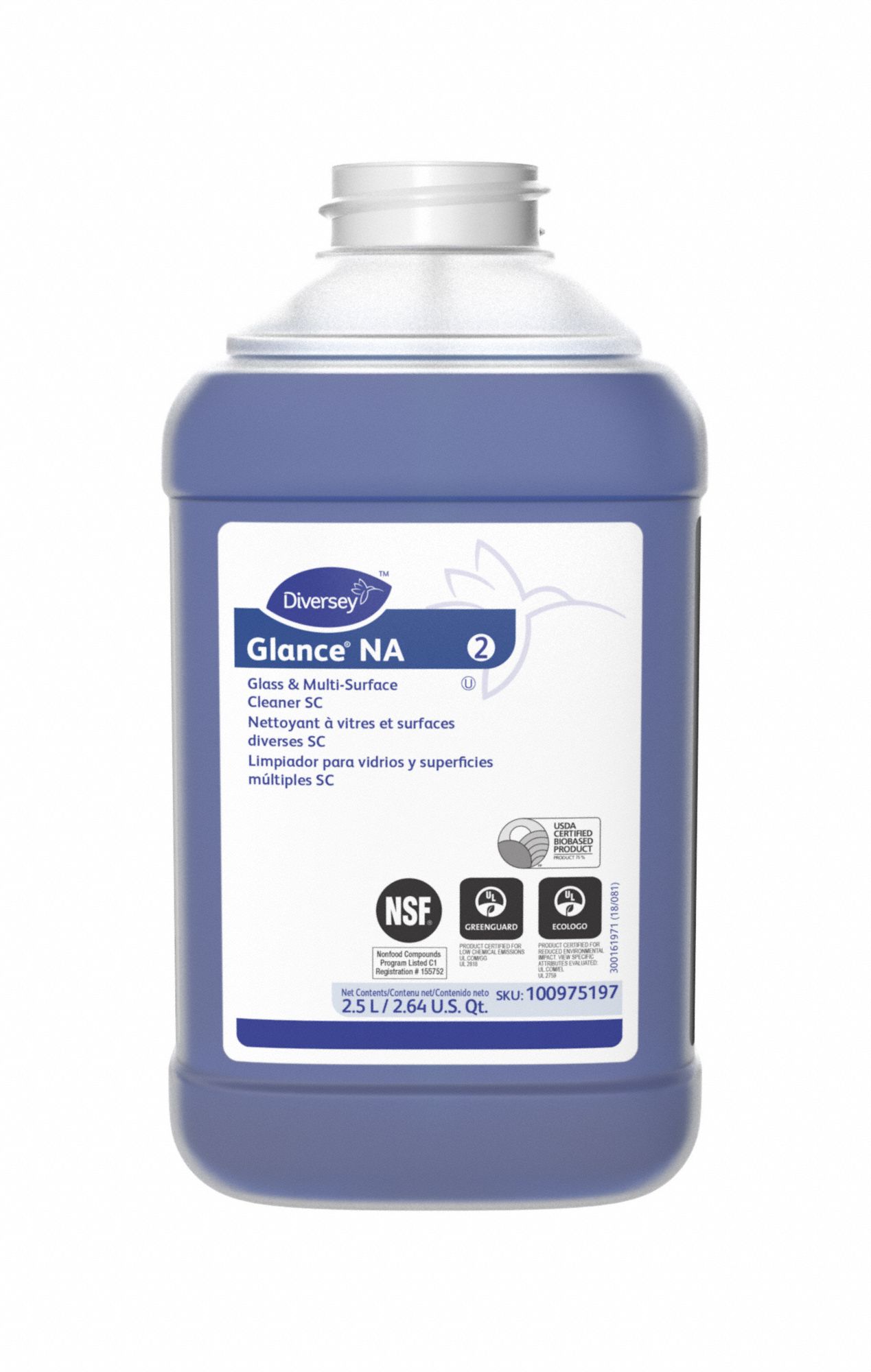 DIVERSEY, Glance NA, 2, Glass and MultiSurface Cleaner Concentrate