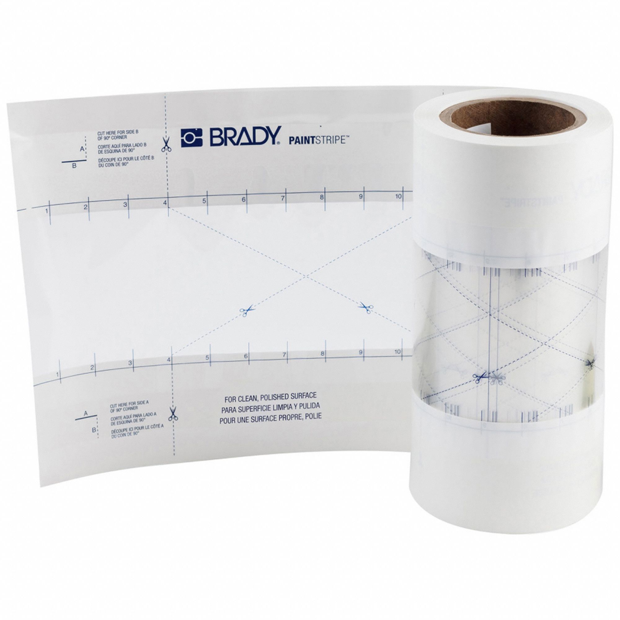 Individual Stencil: Continuous Line, Polypropylene, 4 in Line Wd, 100 ft Roll Lg