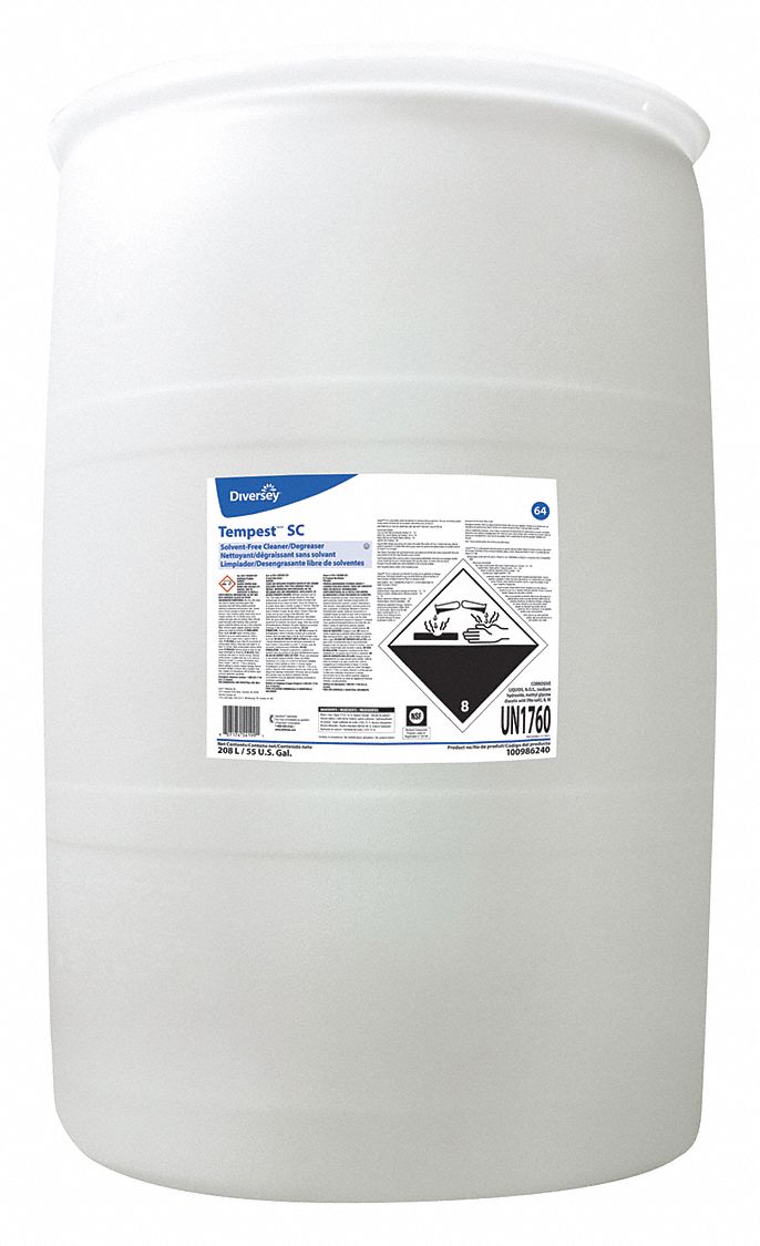 Cleaner/Degreaser: Non-Solvent, Drum, 55 gal Container Size, Concentrated, A1
