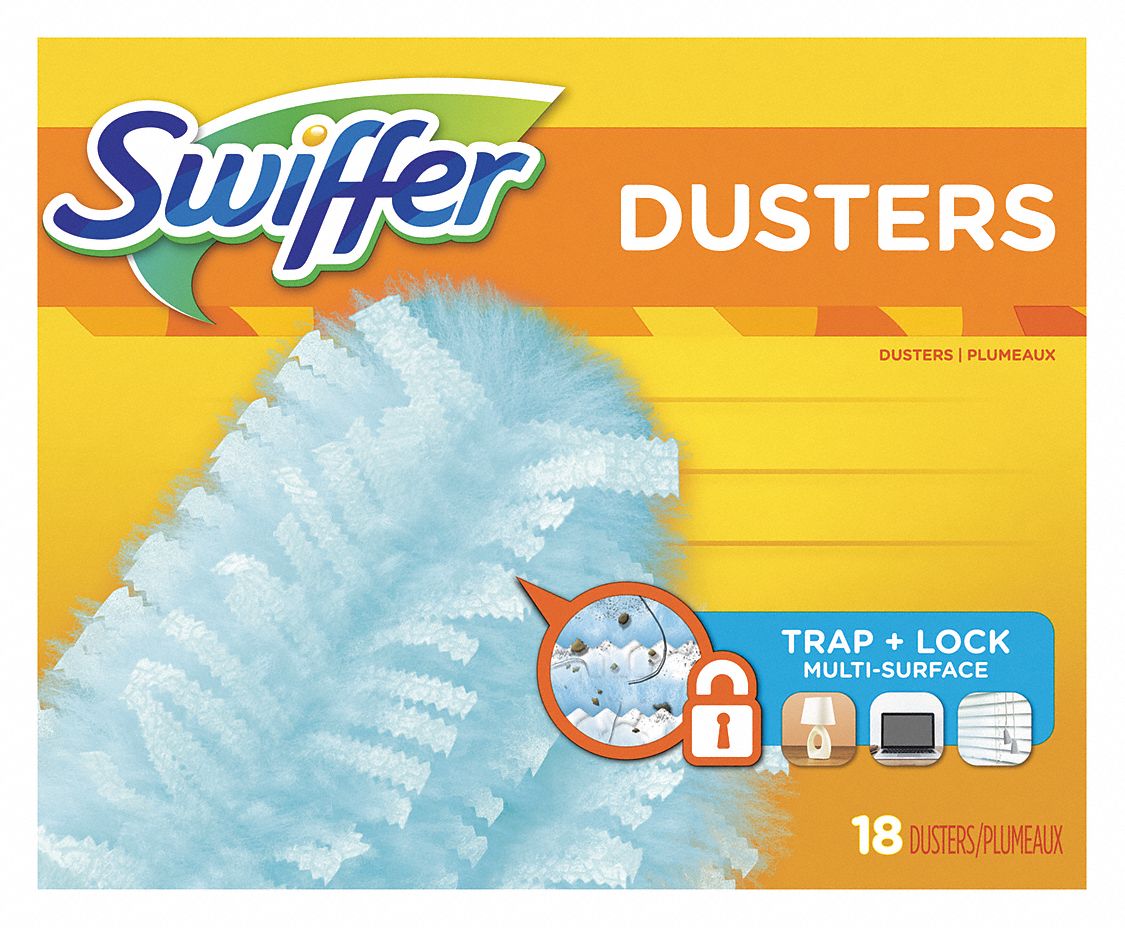 Duster Refill: 15 27/64 in Lg, Dust Lock Fiber, White, 4 PK