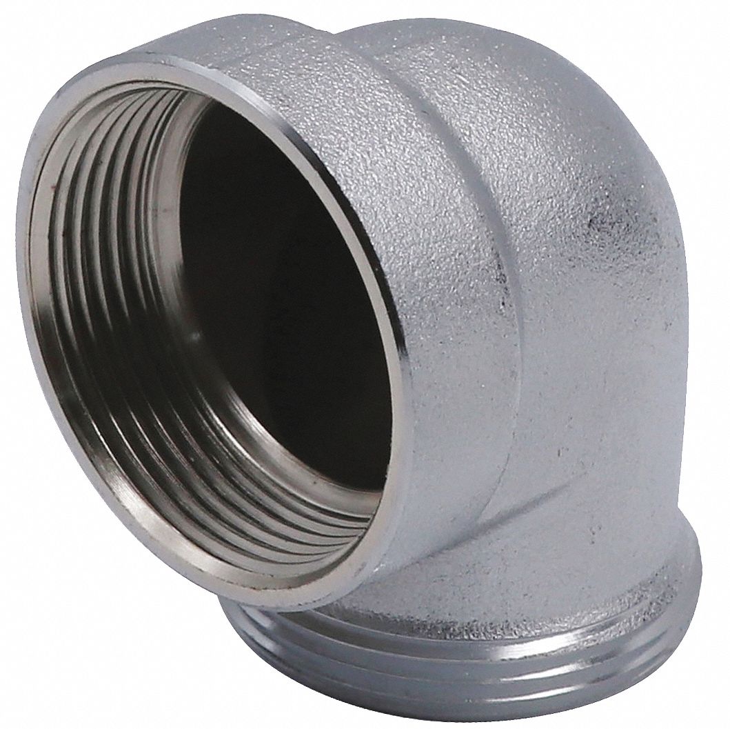 GRAINGER APPROVED Elbow 1 1/2 in Pipe Dia., Brass, Chrome, MIP x FIP