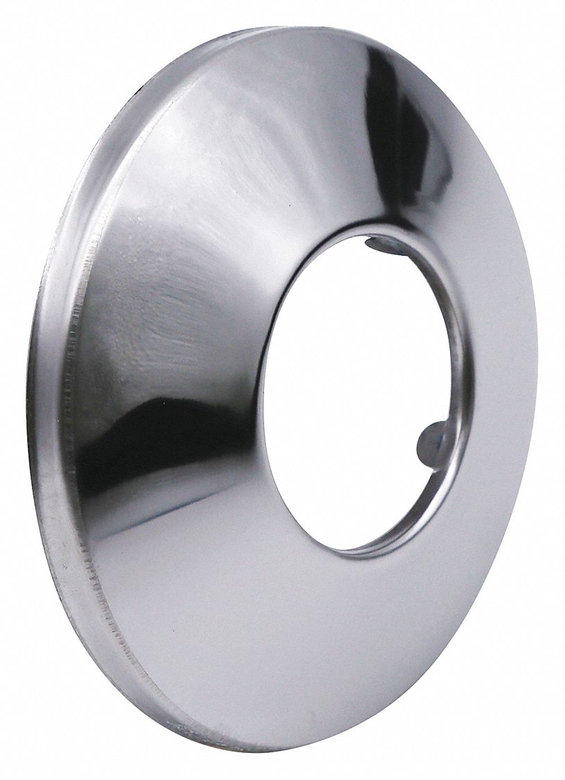 GRAINGER APPROVED Escutcheon 1 1/4 in Pipe Dia., Brass, Chrome, Spring