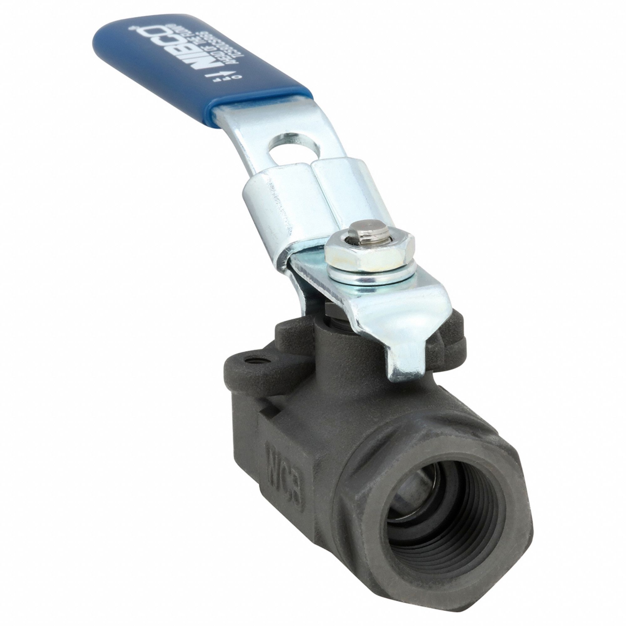 Manual Two-Way Ball Valve: 1/2 in, Carbon Steel, Straight, FNPT x FNPT, Std Port Ball Port