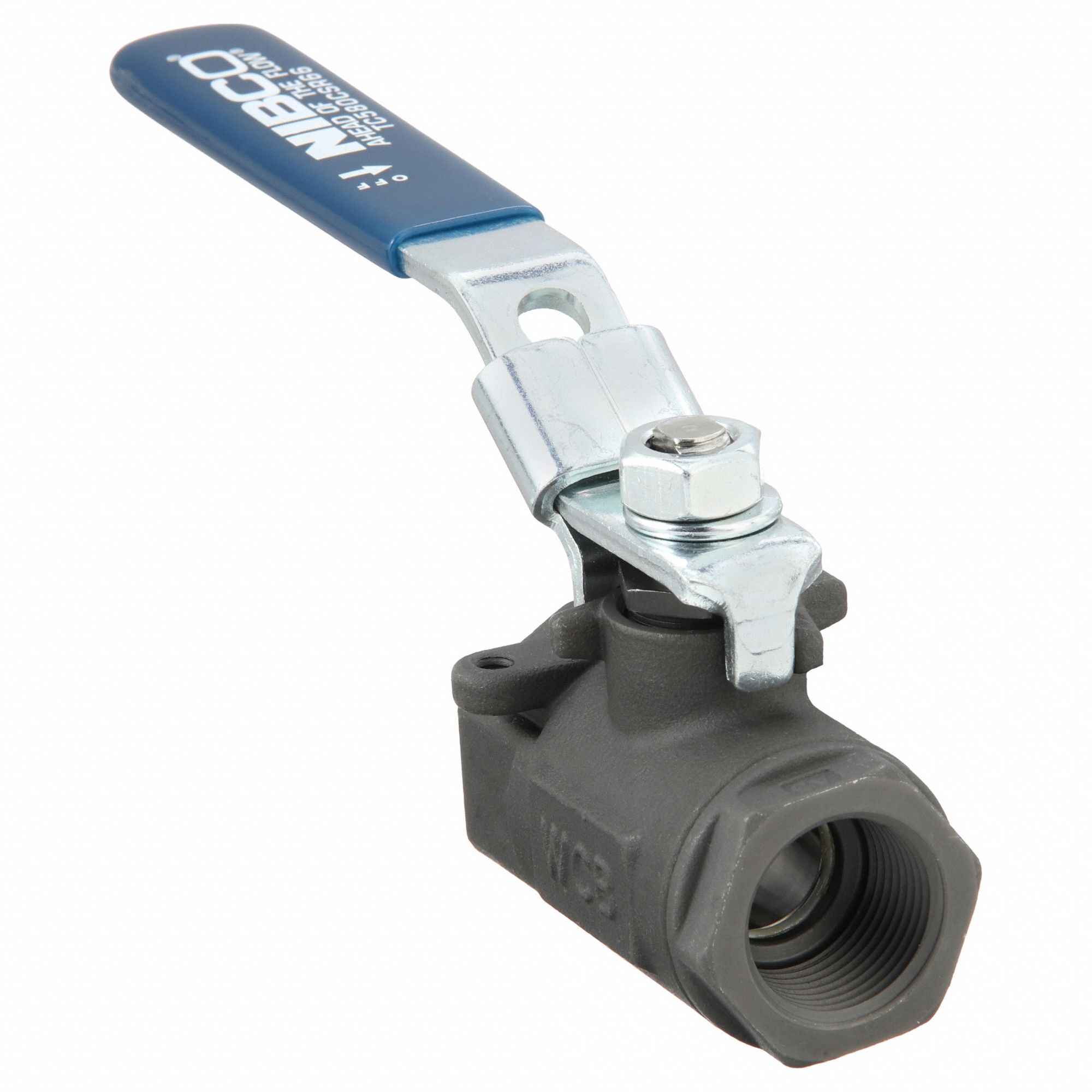 Manual Two-Way Ball Valve: 3/4 in, Carbon Steel, Straight, FNPT x FNPT, Std Port Ball Port