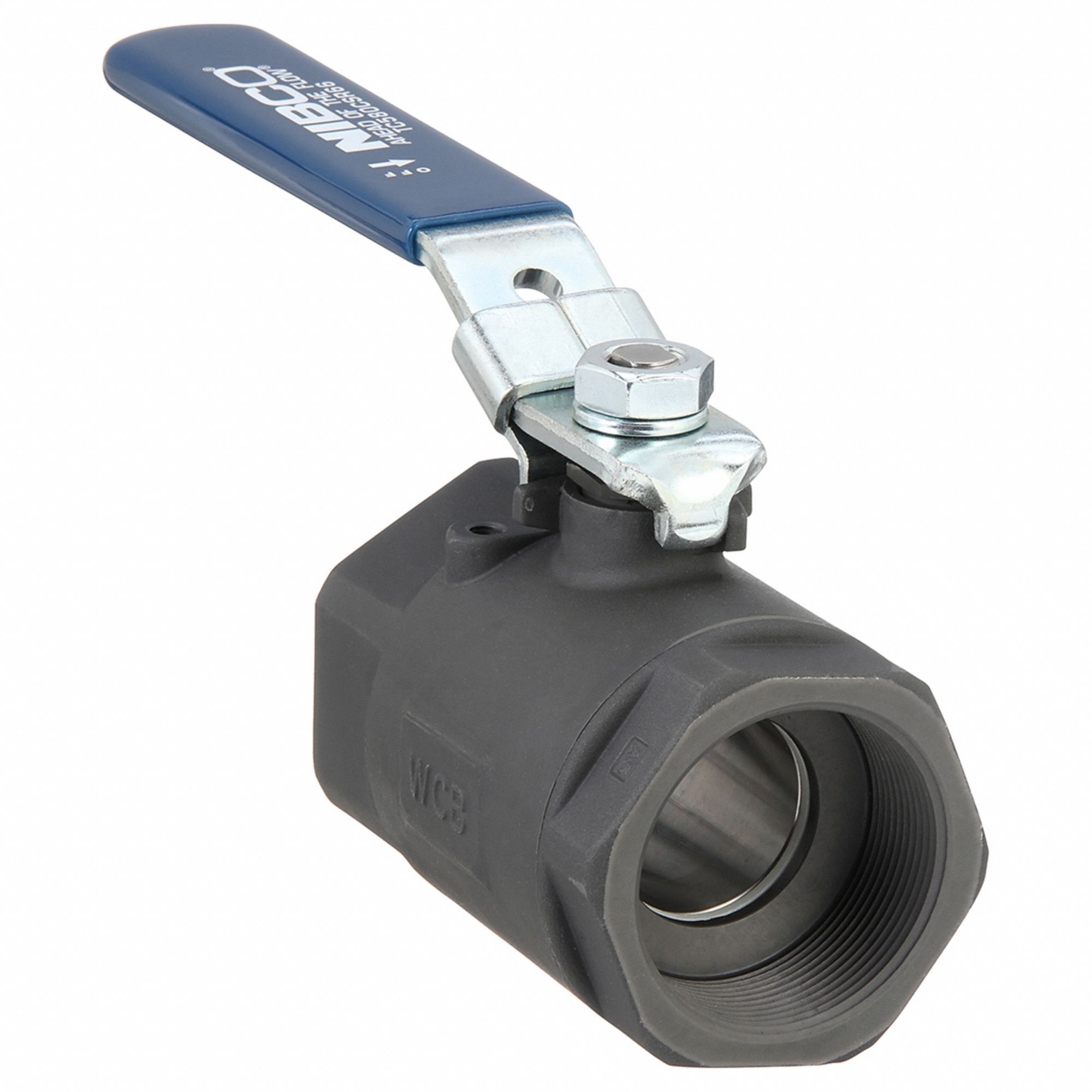 Manual Two-Way Ball Valve: 2 in, Carbon Steel, Straight, FNPT x FNPT, Std Port Ball Port