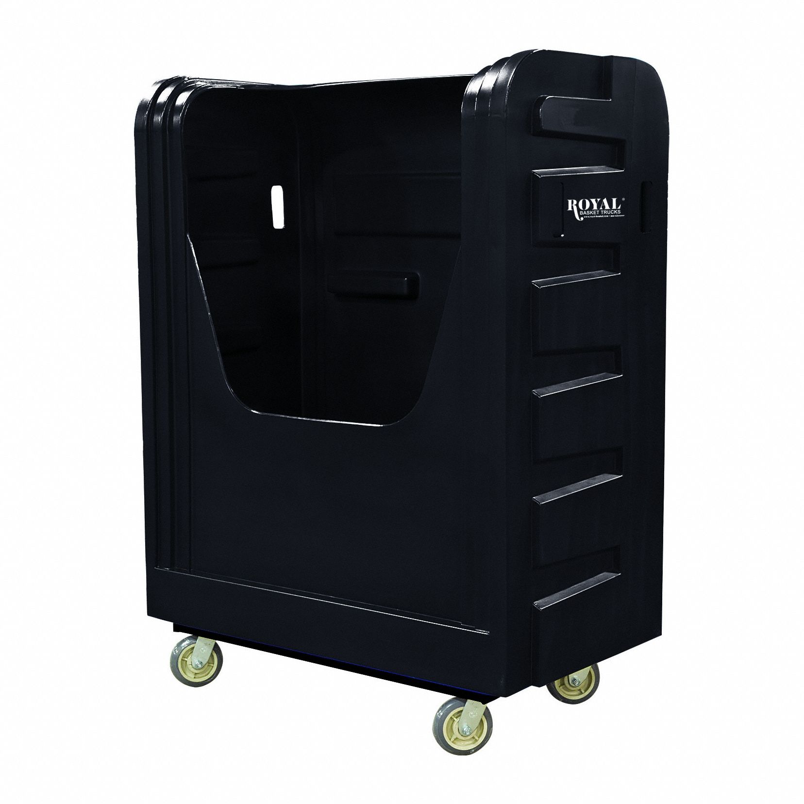 Bulk Transport Cart: Black, (2) Rigid/(2) Swivel, 50 1/2 in Overall Lg