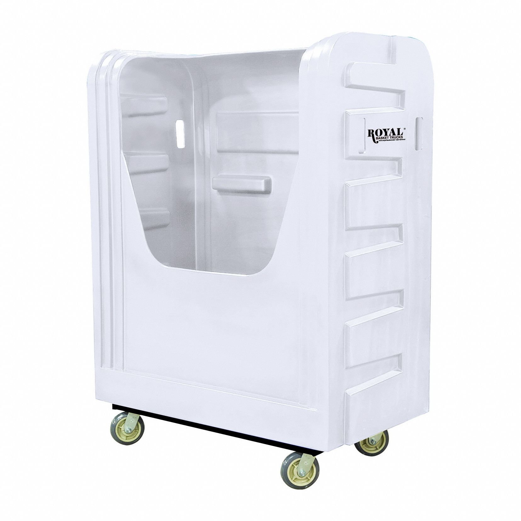 Bulk Transport Cart: White, (2) Rigid/(2) Swivel, 50 1/2 in Overall Lg