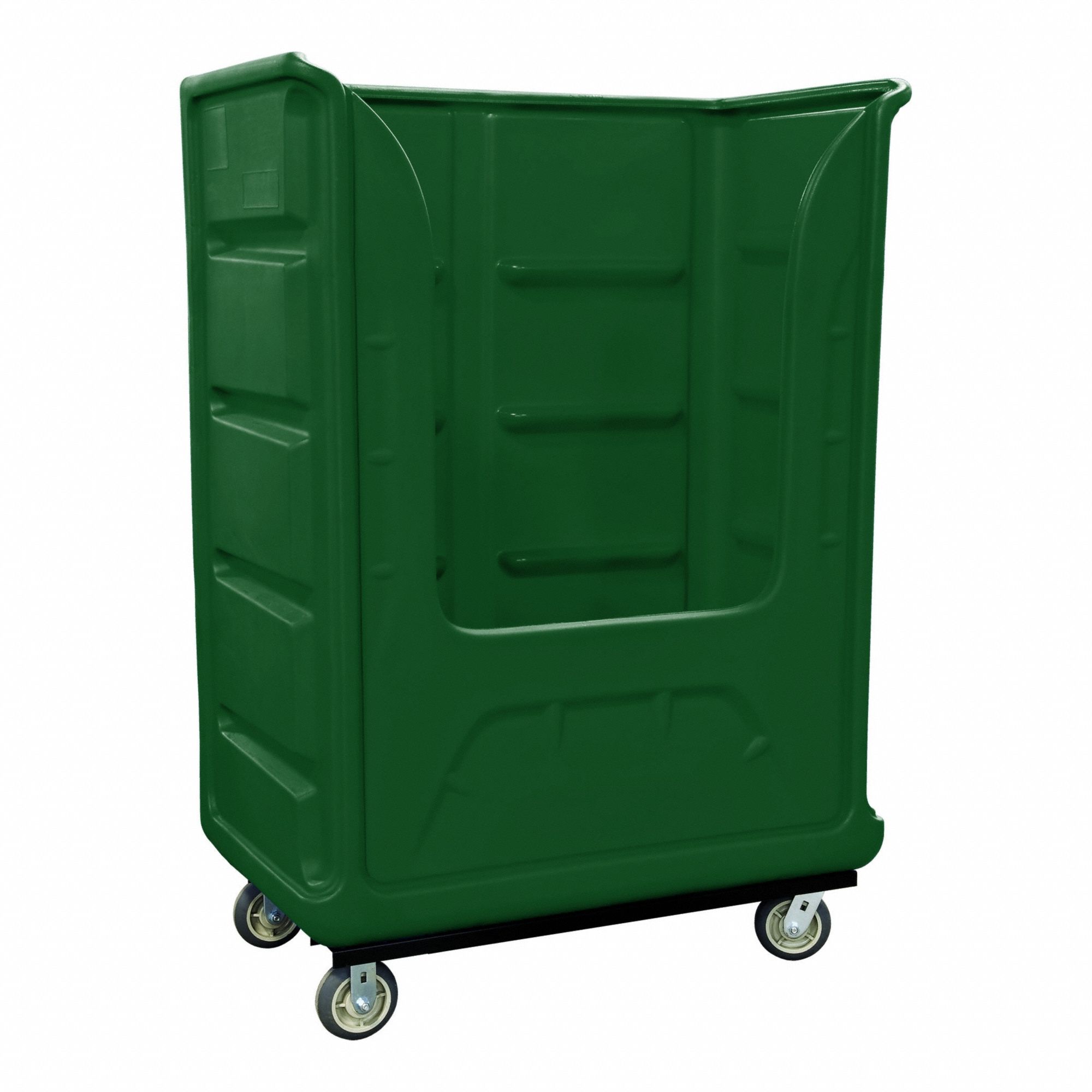 Bulk Transport Cart: Green, (2) Rigid/(2) Swivel, 50 1/2 in Overall Lg