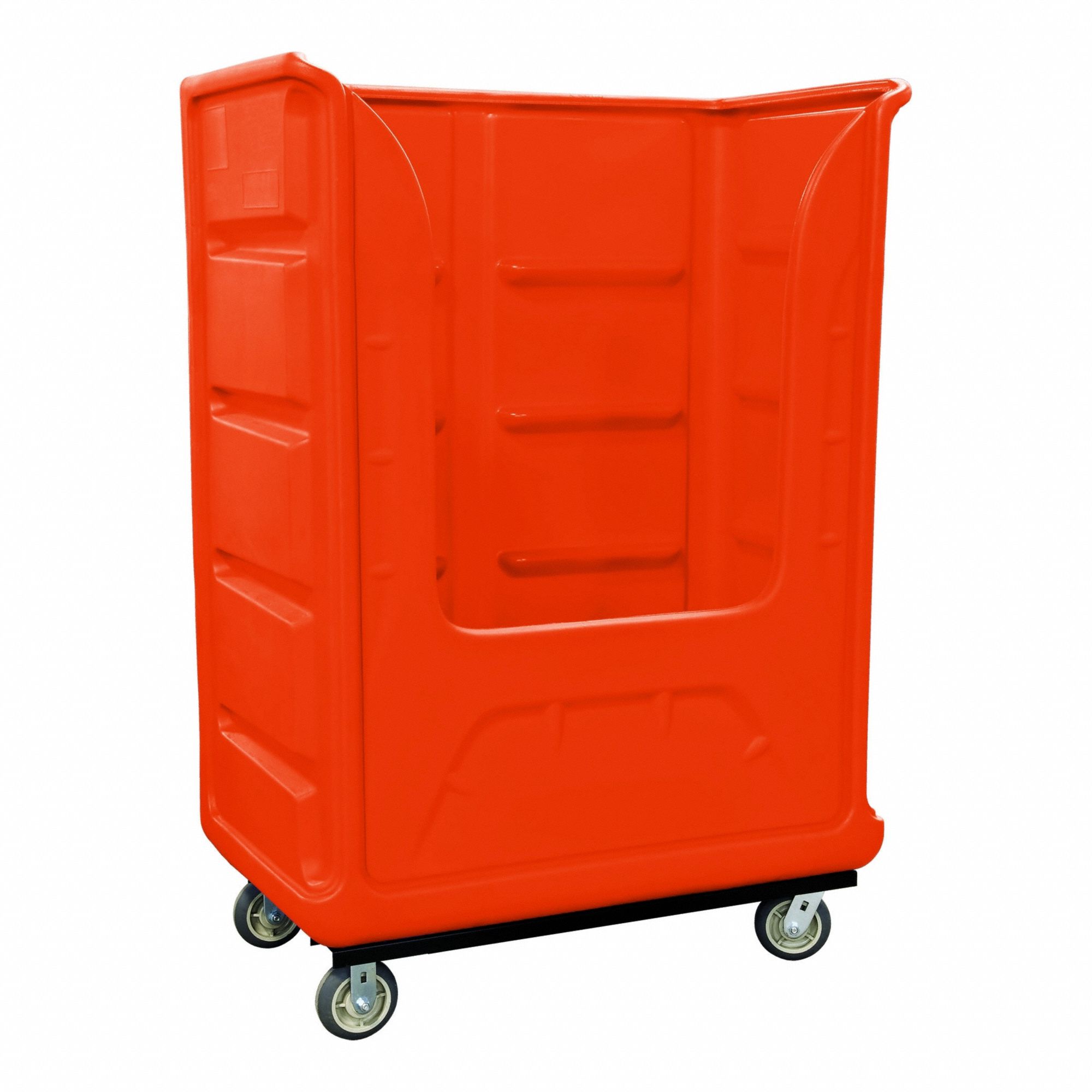 Bulk Transport Cart: Orange, (2) Rigid/(2) Swivel, 50 1/2 in Overall Lg