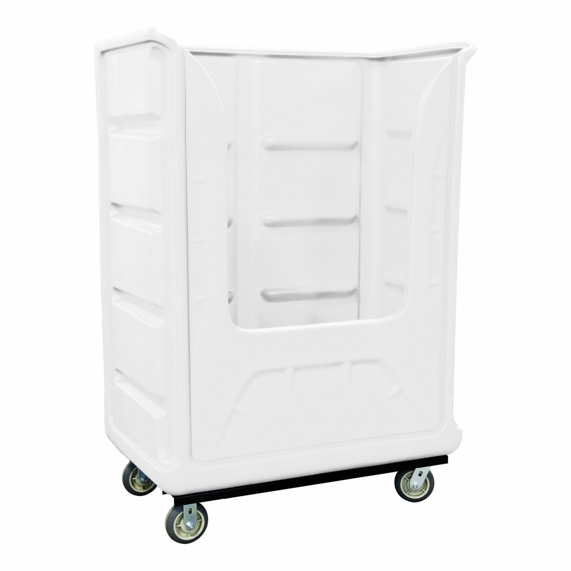 Bulk Transport Cart: White, (2) Rigid/(2) Swivel, 50 1/2 in Overall Lg