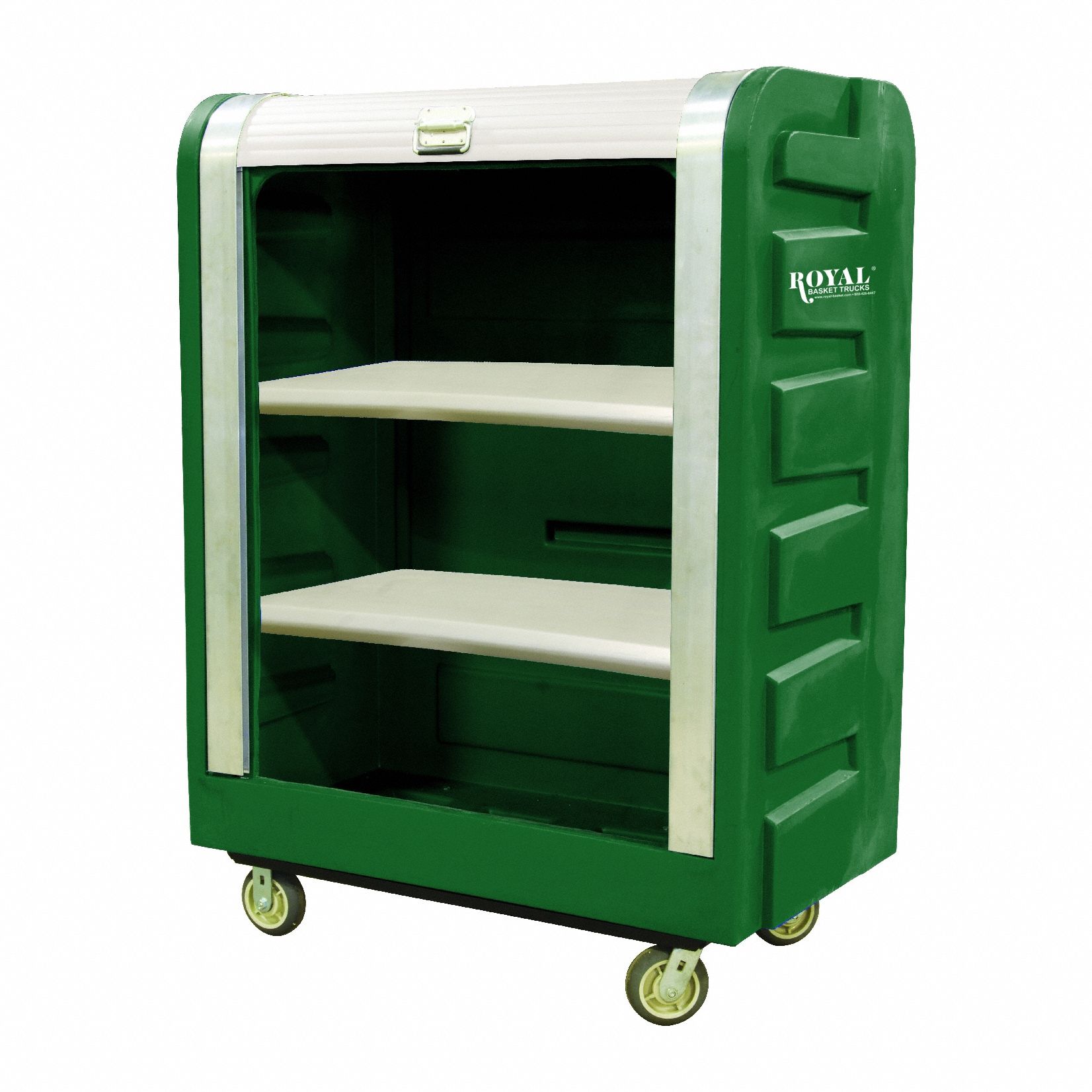 Bulk Tambour Door Truck: Green, (2) Rigid/(2) Swivel, 50 1/2 in Overall Lg