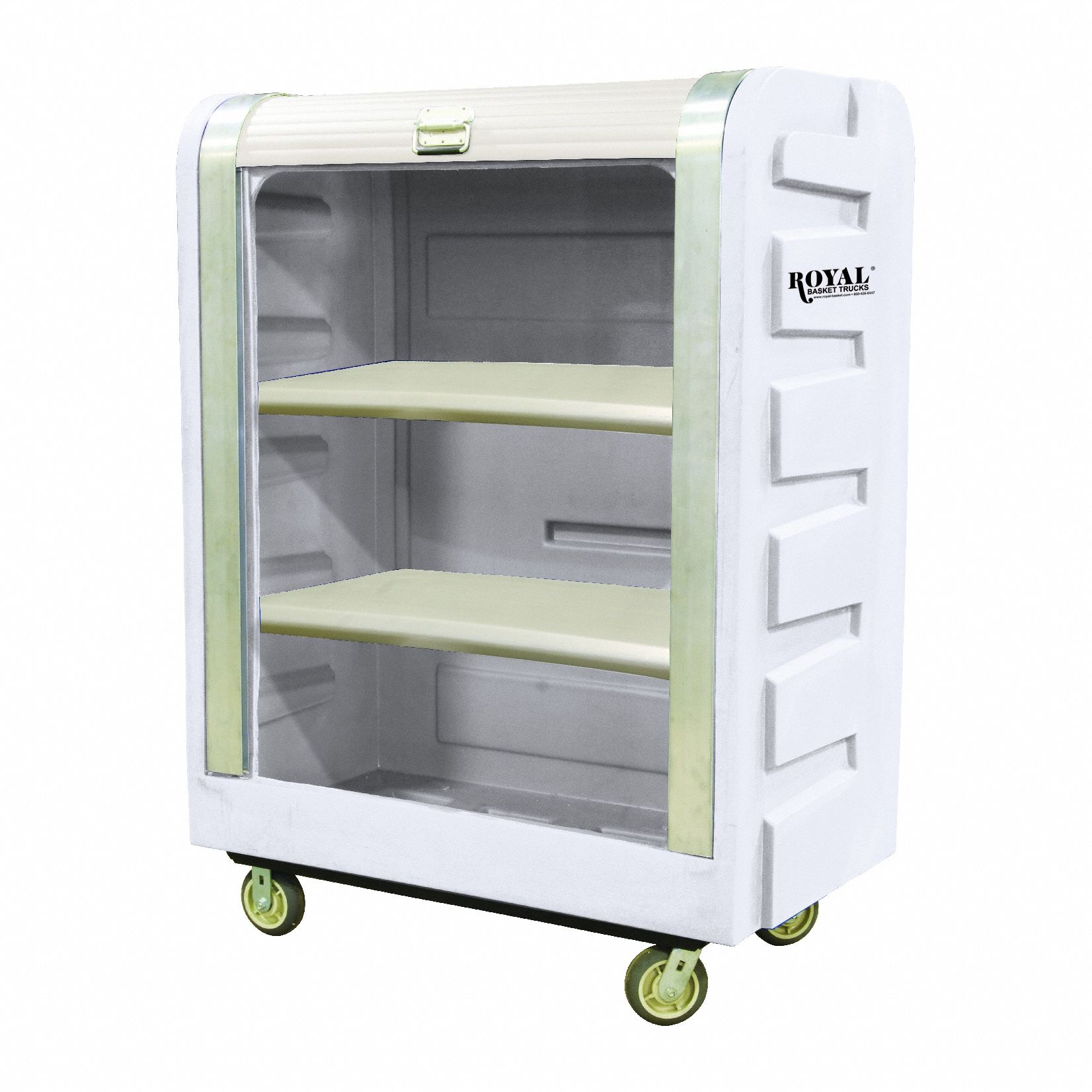 Bulk Tambour Door Truck: White, (2) Rigid/(2) Swivel, 50 1/2 in Overall Lg