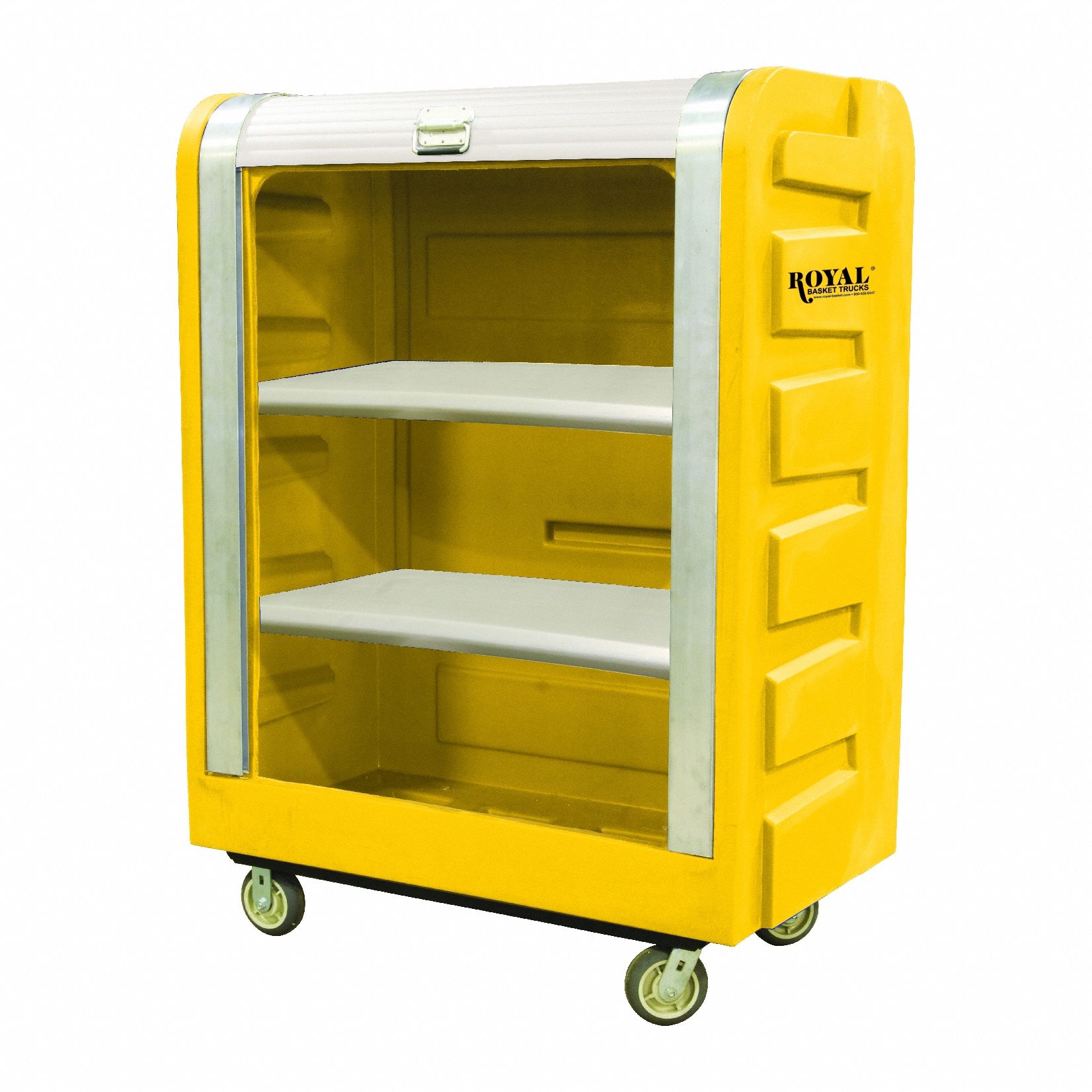 Bulk Tambour Door Truck: Yellow, (2) Rigid/(2) Swivel, 50 1/2 in Overall Lg