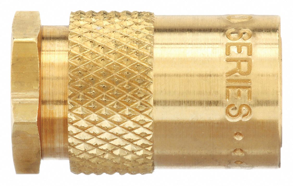 Hydraulic Quick Connect Hose Coupling: 1/4 in Coupling Size, Brass, 11.36 lpm Max. Flow Rate