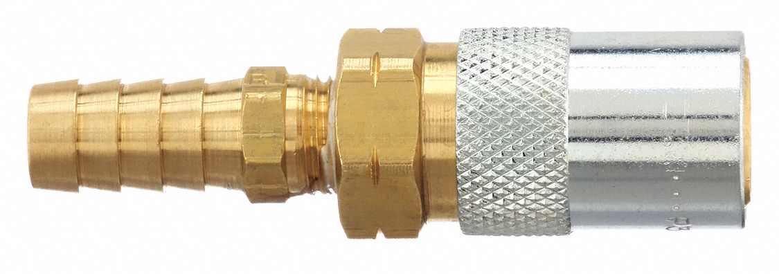 Hydraulic Quick Connect Hose Coupling: 1/4 in Coupling Size, Brass, 11.36 lpm Max. Flow Rate