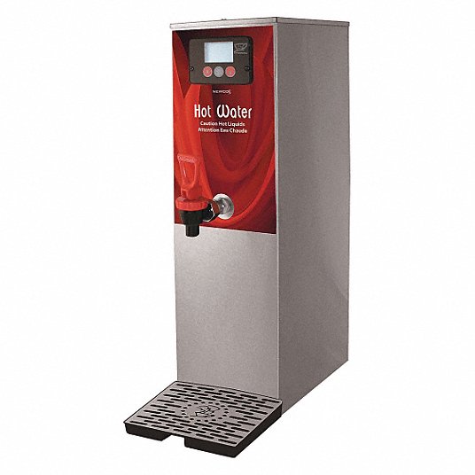 Hot Water Dispenser: Commercial, 2 gal, 12 in Max. Cup Ht, 1,700 W, Stainless Steel