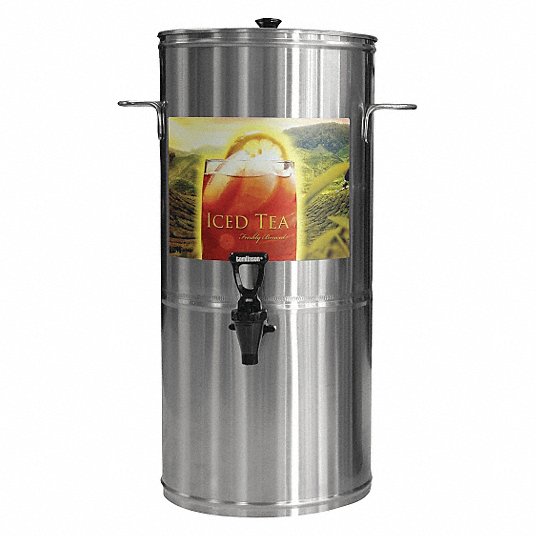 Beverage Dispenser: Commercial, 5 gal, 12 in Max. Cup Ht, Stainless Steel