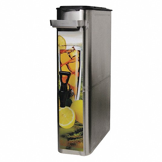 Beverage Dispenser: Single Base, 3.5 gal, 12 in Max. Cup Ht, Stainless Steel