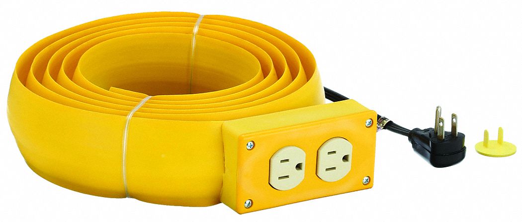 Covered Extension Cord: 12 ft, 10 ft Covered Cord Lg, 16 AWG Wire Size, 3 Conductors
