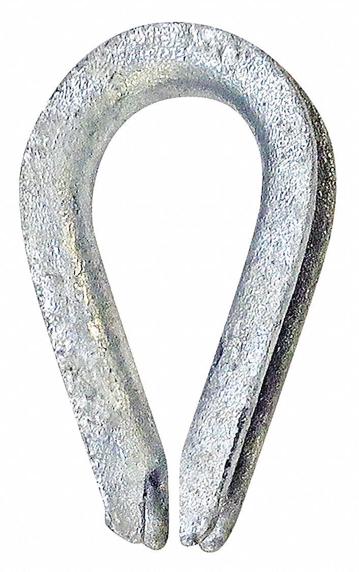 Wire Rope Thimble: 3/8 in Compatible Rope Dia, Galvanized Steel/Stainless Steel, Steel