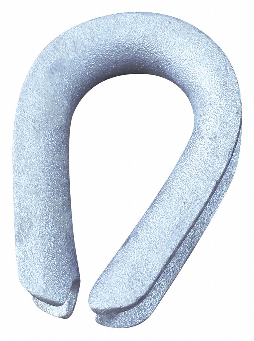 Wire Rope Thimble: 3/8 in Compatible Rope Dia, Galvanized Steel/Stainless Steel, Steel