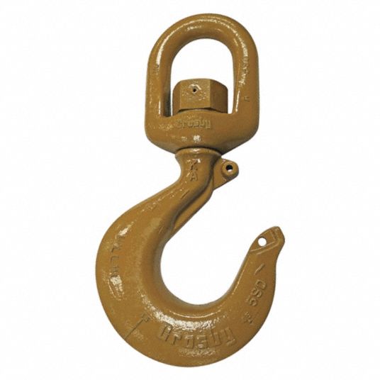 CROSBY Slip Hook, Alloy Steel, 80 Grade, Swivel Eye, 22,000 lb. Working