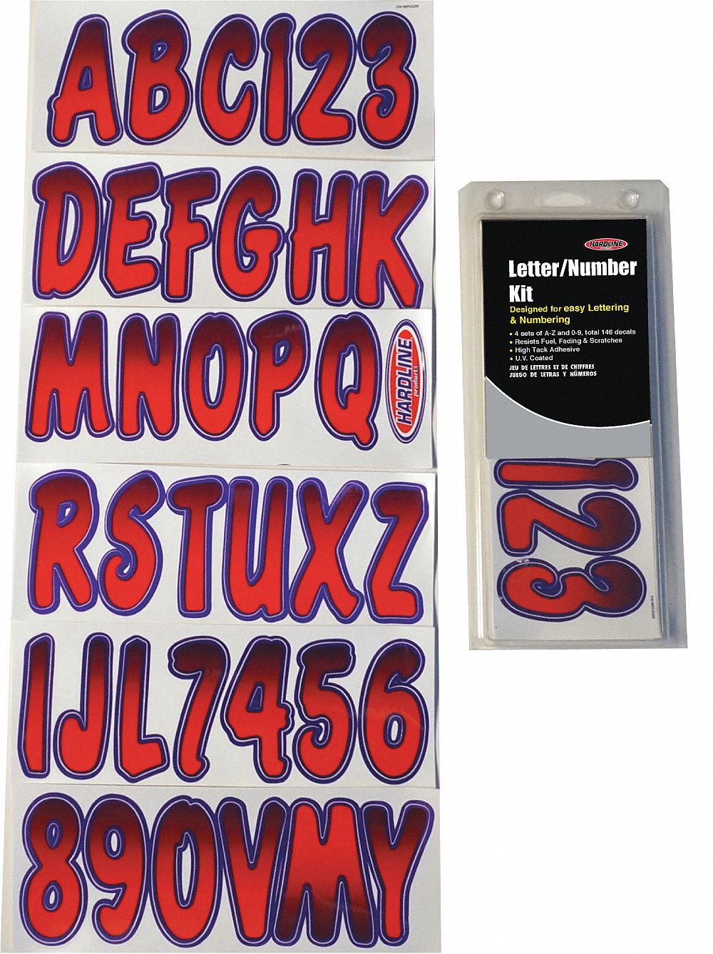 Letter and Number Label Set: 3 in Character Ht, Indoor/Outdoor, Non-Reflective, Proprietary, Die Cut