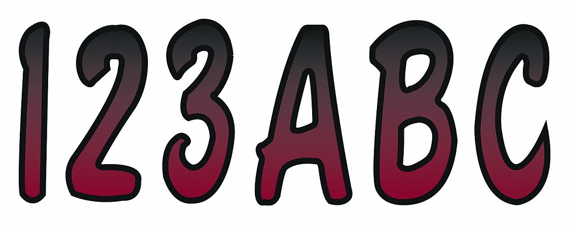 Letter and Number Label Set: 3 in Character Ht, Indoor/Outdoor, Non-Reflective, Proprietary, Die Cut