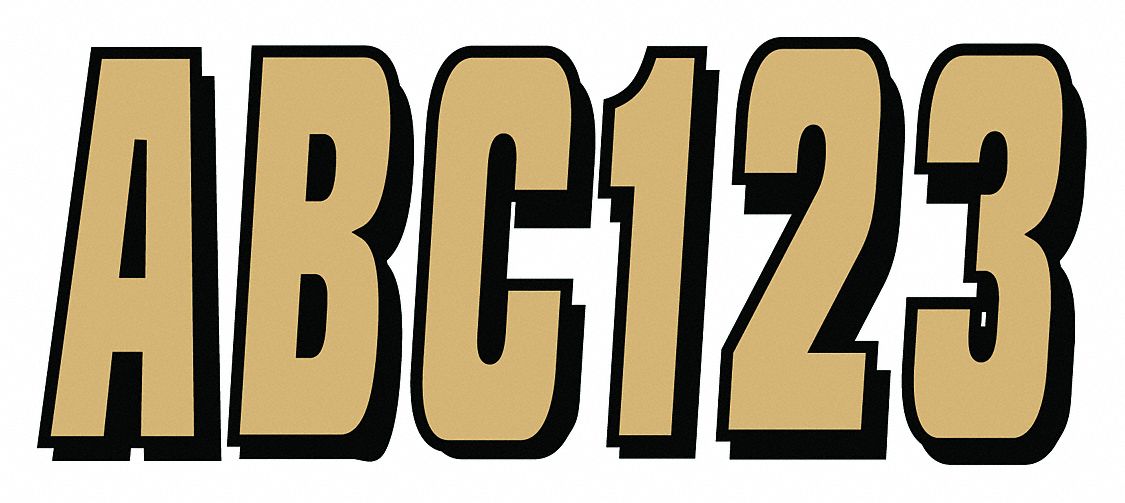 Letter and Number Label Set: Gen Identification/USCG, 3 in Character Ht, Proprietary, Black/Brown