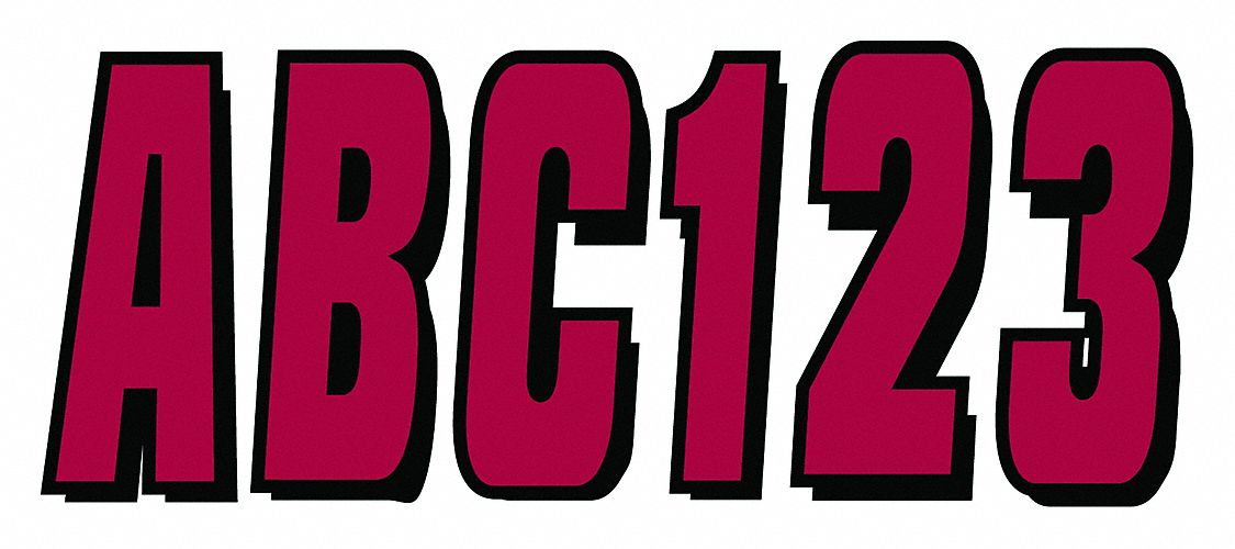 Letter and Number Label Set: Gen Identification/USCG, 3 in Character Ht, Proprietary, Black/Red