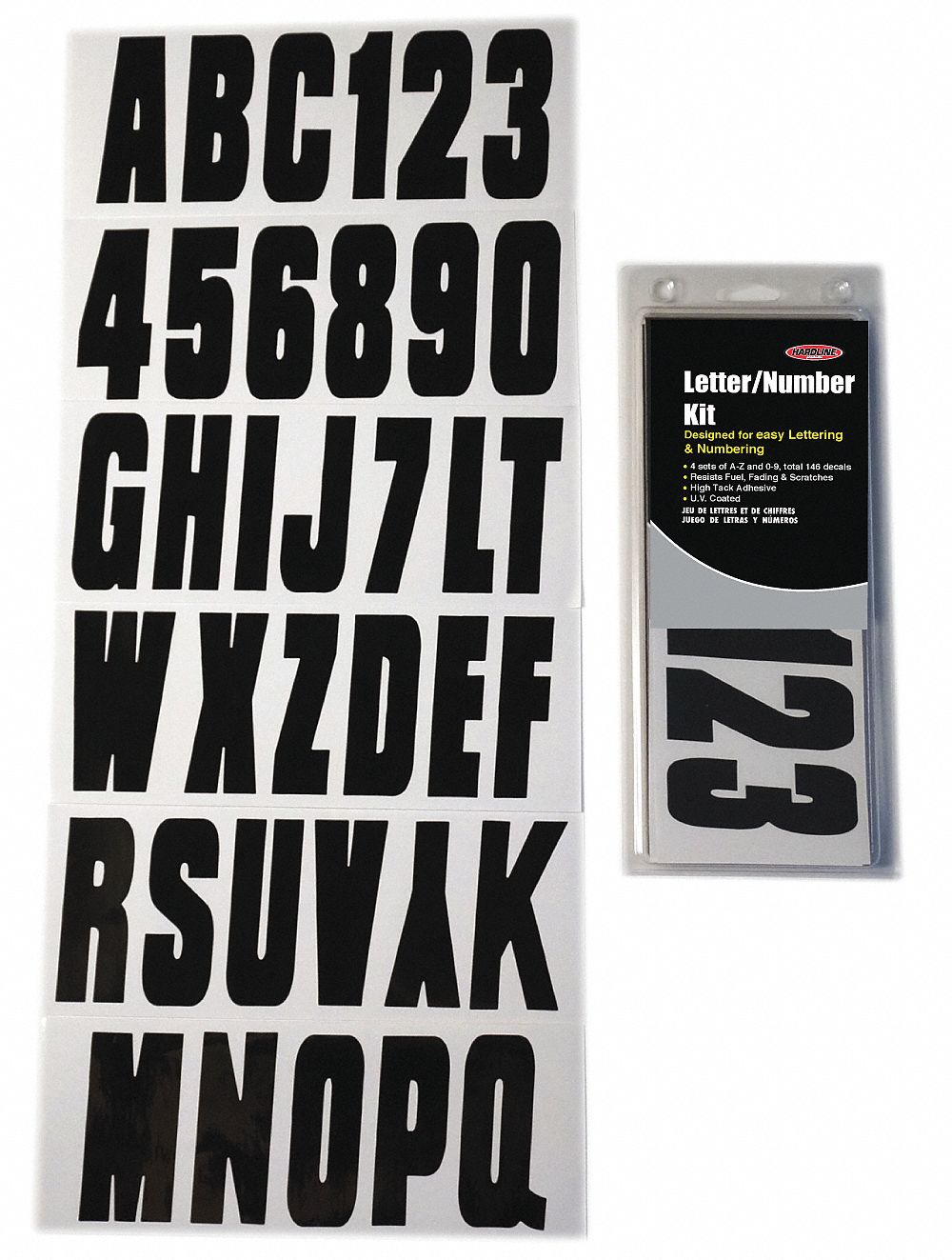 1 Character 4 inch 100mm high pre-spaced stick on vinyl letter & number 