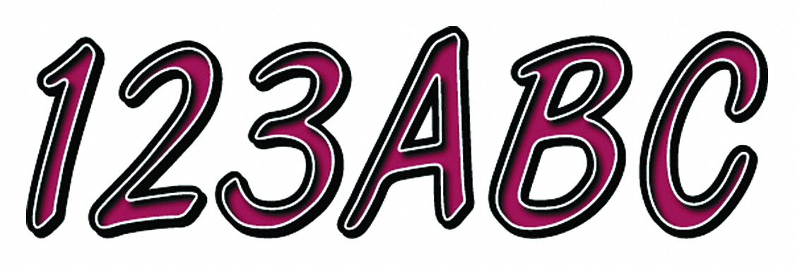 Letter and Number Label Set: Gen Identification/USCG, 3 in Character Ht, Proprietary, Black/Burgundy