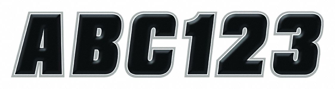 Letter and Number Label Set: Gen Identification, 2 in Character Ht, Proprietary, Black/Silver, Vinyl