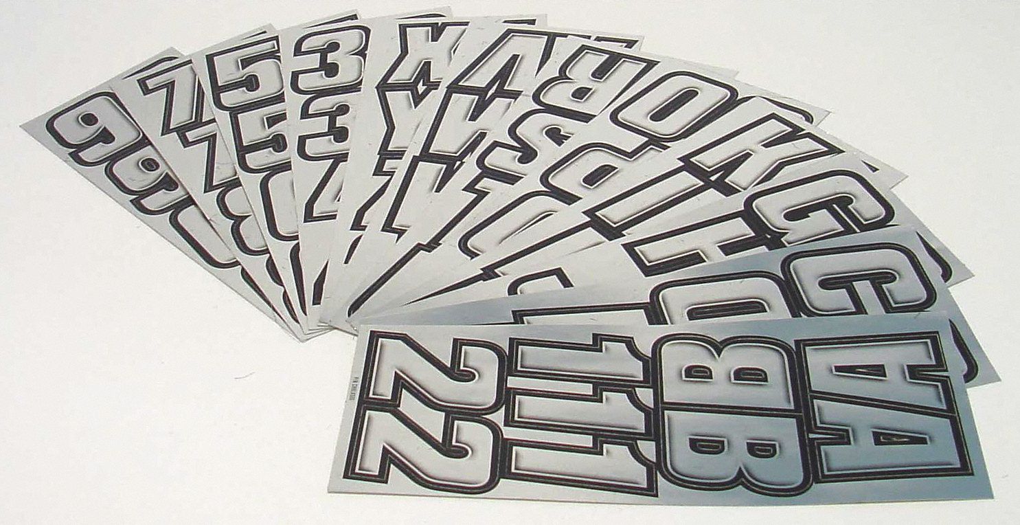 Letter and Number Label Set: Gen Identification, 2 in Character Ht, Proprietary, Black/Silver, Vinyl