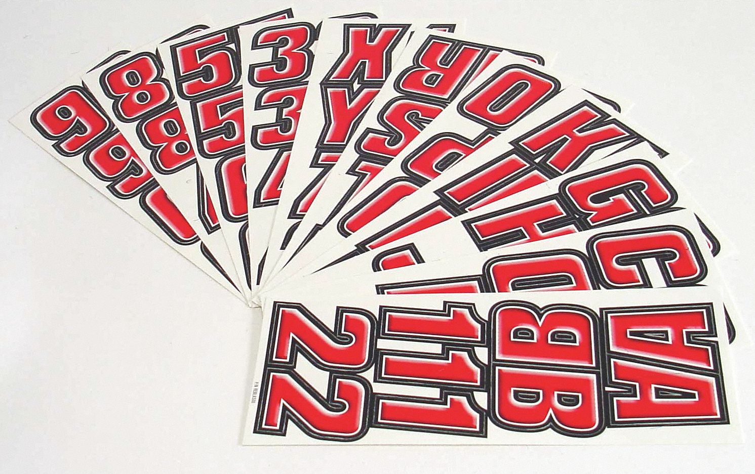 Letter and Number Label Set: Gen Identification, 2 in Character Ht, Proprietary, Black/Red, Vinyl