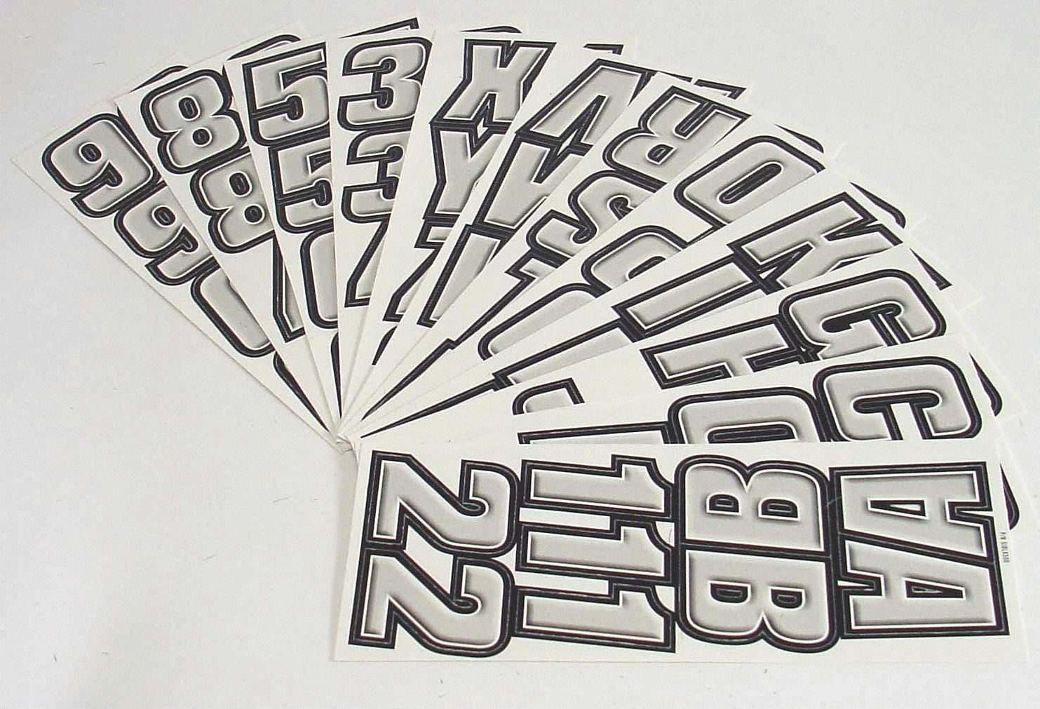 Letter and Number Label Set: Gen Identification, 2 in Character Ht, Proprietary, Black/Silver, Vinyl