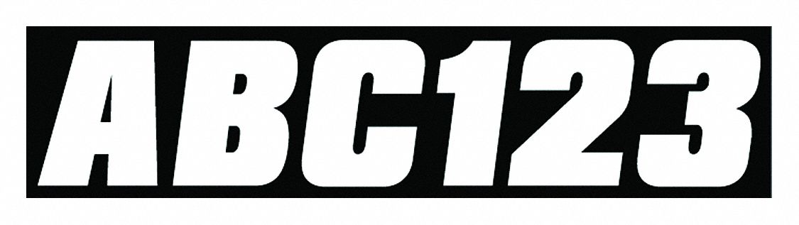 Letter and Number Label Set: Gen Identification, 2 in Character Ht, Proprietary, White, Vinyl