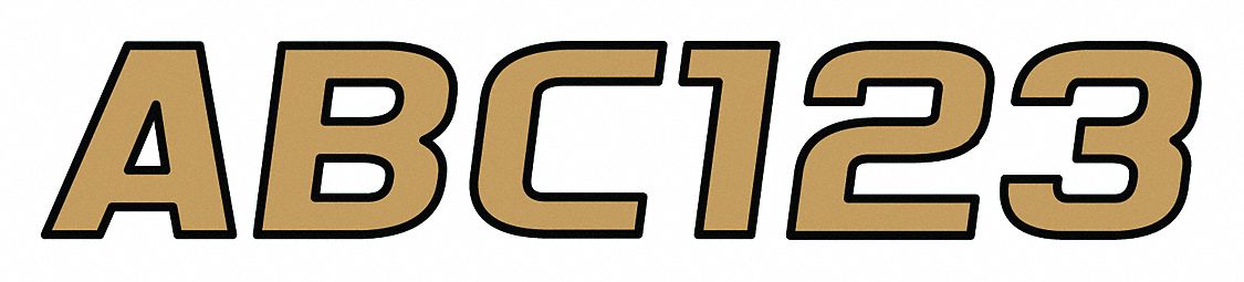 Letter and Number Label Set: Gen Identification/USCG, 3 in Character Ht, Proprietary, Beige/Black