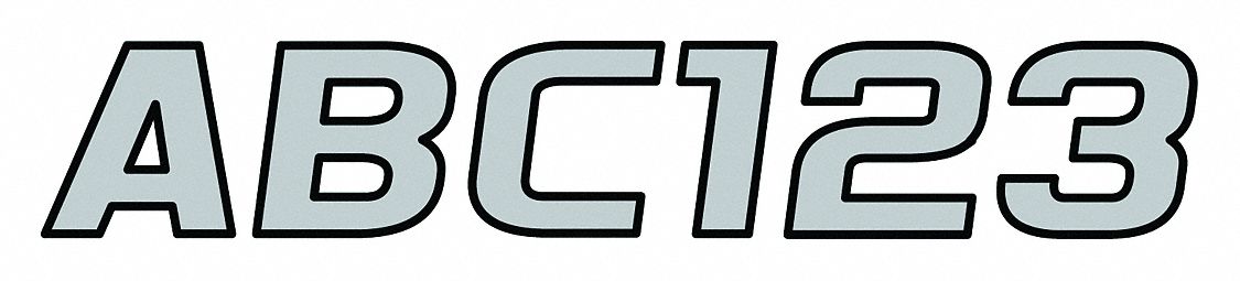Letter and Number Label Set: Gen Identification/USCG, 3 in Character Ht, Proprietary, Black/Silver