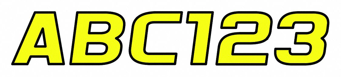 Letter and Number Label Set: Gen Identification/USCG, 3 in Character Ht, Proprietary, Black/Yellow