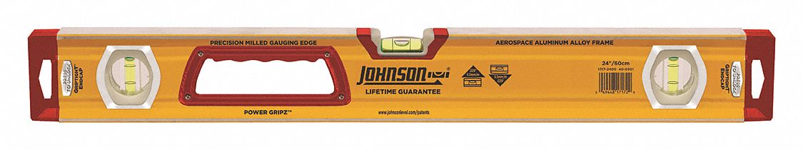 BOX LEVEL,ALUMINUM,24 IN L,YELLOW